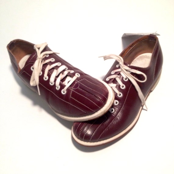 Vintage BURGUNDY Leather Atomic BOWLING Shoes LINDS