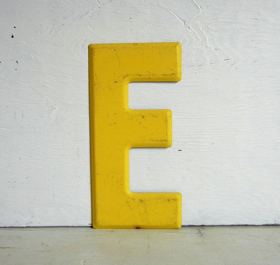 Letter E Yellow Metal Marquee Letter Uppercase E