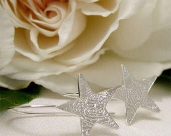 Sterling Silver Dangle Earrings, Dainty Silver Star Earrings, Small Star Dangle Earrings, Modern Drop Earrings, Simple Silver Jewelry