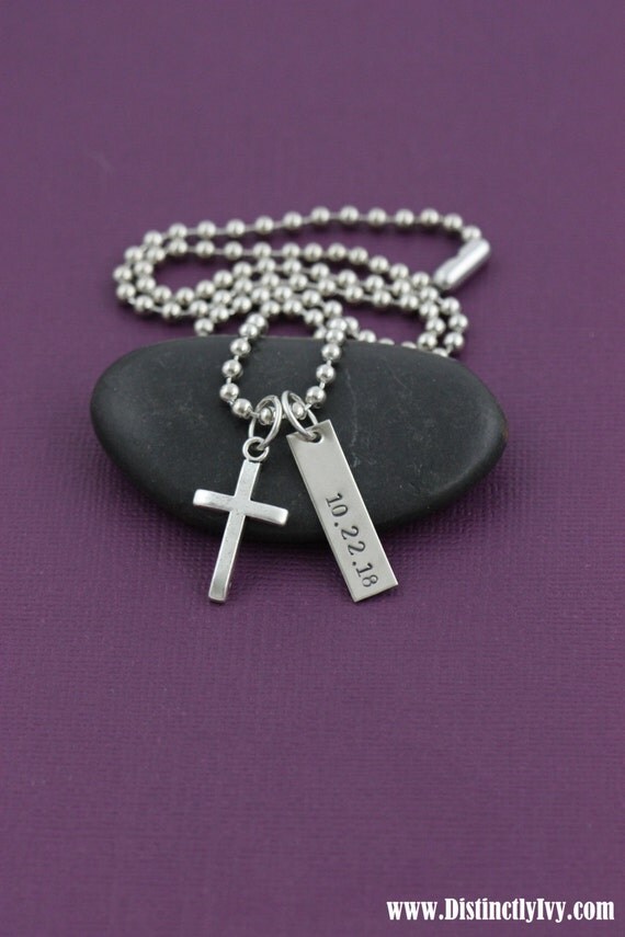 SALE Baptism Keepsake Mens Cross Necklace Boys by DistinctlyIvy