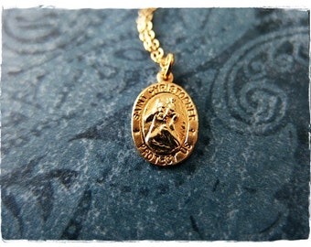 Tiny Gold St Christopher Necklace - Tiny Gold Filled St Christopher Charm on a Delicate 14kt Gold Filled Cable Chain or Charm Only