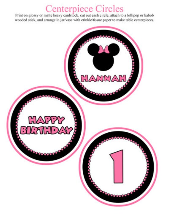 Minnie Mouse Centerpiece Cutouts Printable by Honeyprint on Etsy