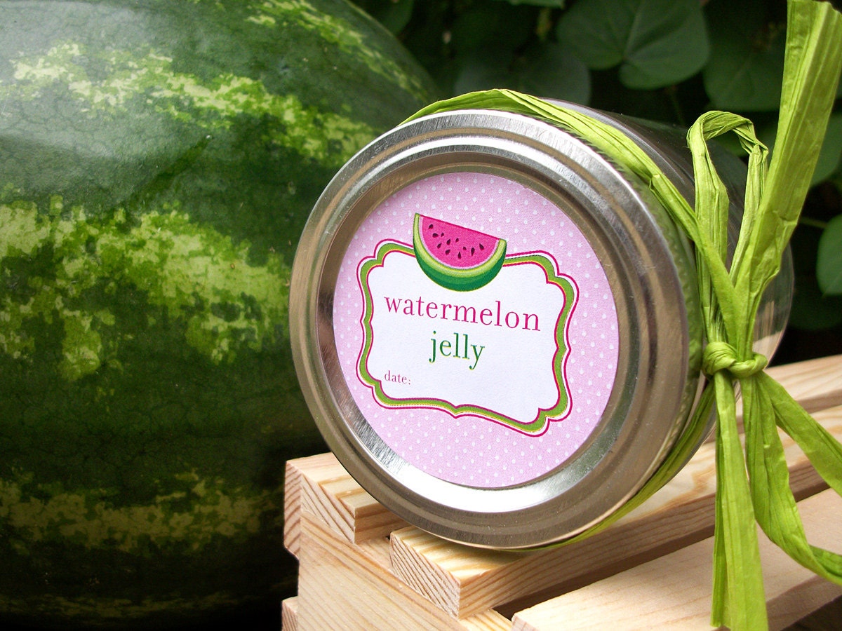Watermelon Jelly canning jar labels round mason jar stickers