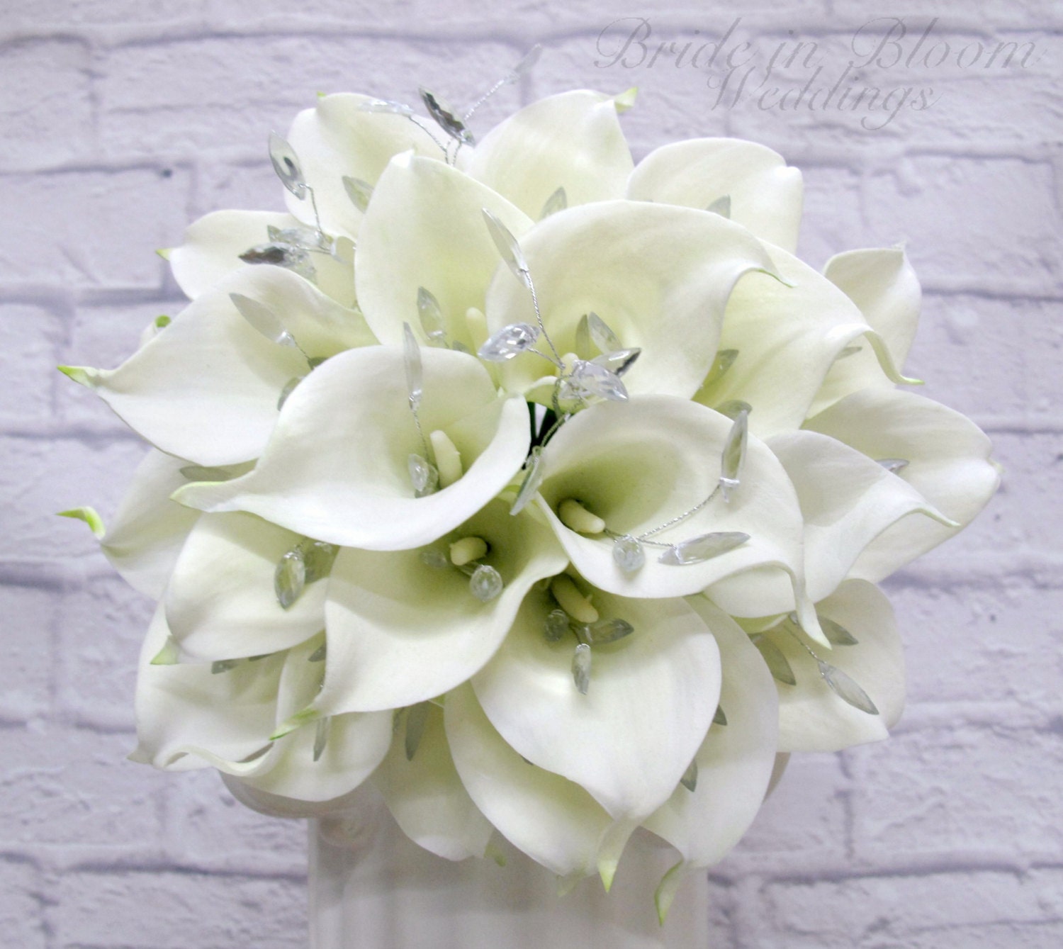 Calla lily bling Wedding bouquet white by BrideinBloomWeddings