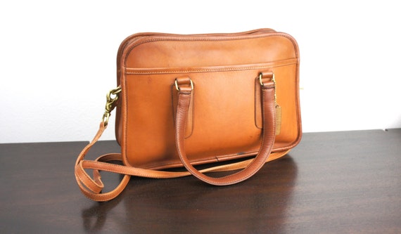 Vintage Leather Coach Flight Bag, British Tan Satchel Style Bag, Cross ...