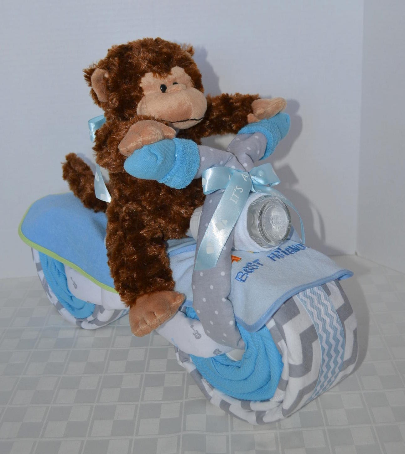 Motorcycle Diaper Cake Chevron pattern by arizonababycakes