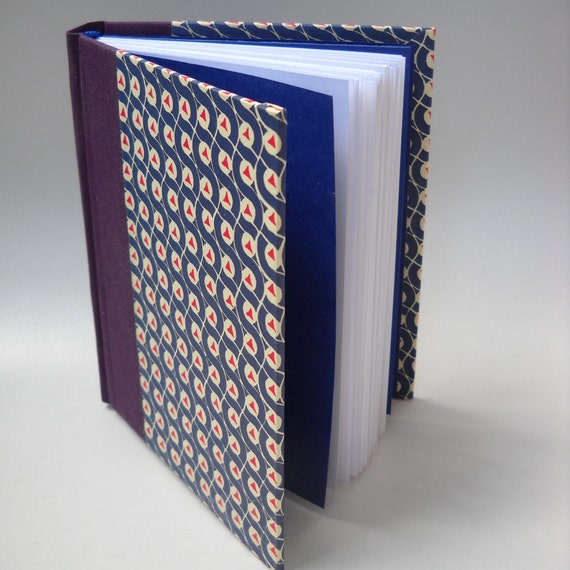 Blue and Purple Hardcover Journal,  Italian Carte Varese Cover, Handmade Journal