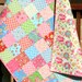 Gypsy Girl Baby Quilt, Patchwork Pink Blue, Girly Girl Blanket, Nursery Decor, Crib Cot Bedding, Flowers Aqua Red, Handmade Shower Gift