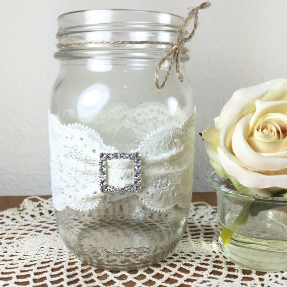 Set of 10 Wraps for PINT Mason jars Wedding by ElianasTreasures