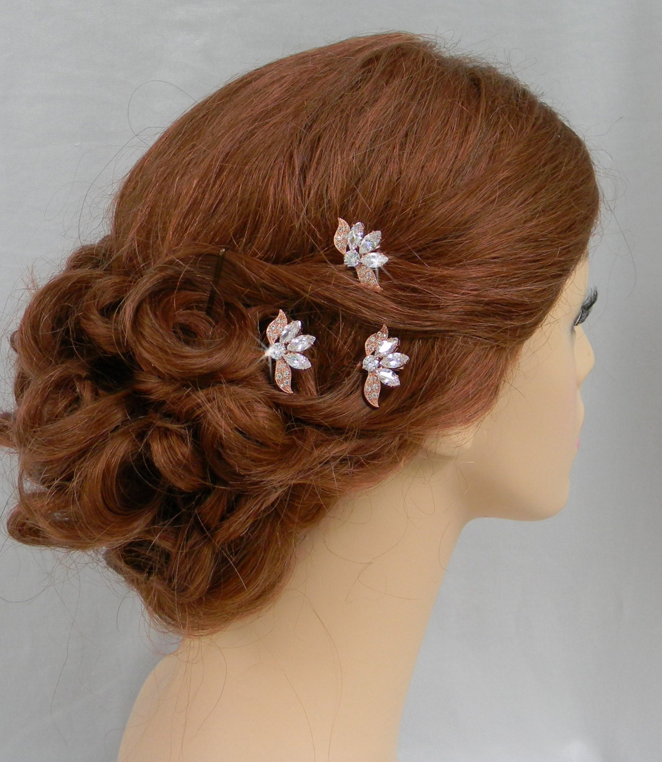 Rose Gold Hair Clips Rose Gold Wedding Hair pins Leaf style