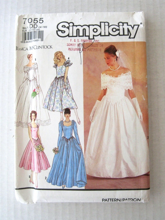 1990 Wedding Dress and Bridesmaid Dress Pattern Simplicity