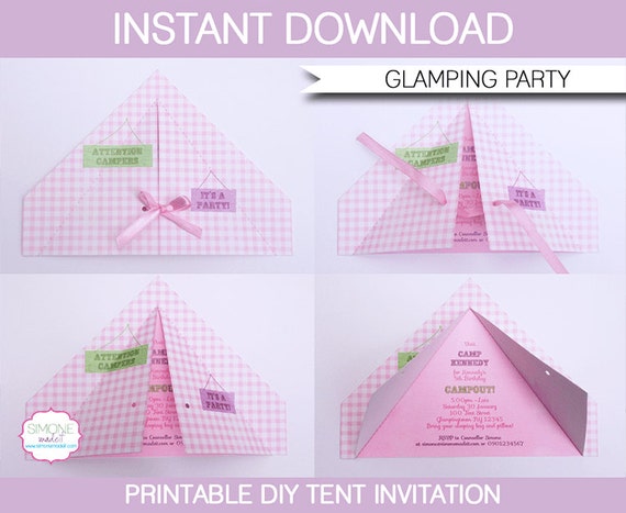 Camping Tent Invitation Template Glamping Birthday Party