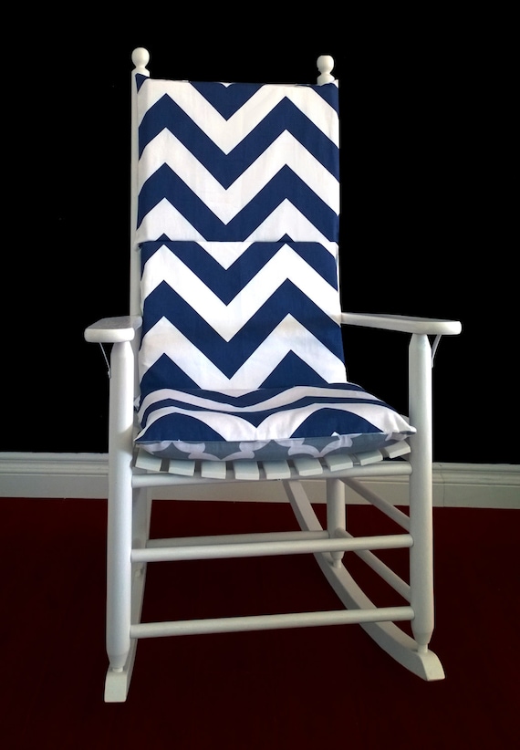 Rocking Chair Cushion Cover Zippy Chevron Navy by RockinCushions