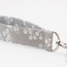 Snap Keychain, Key Fob, Wristlet Lanyard, Organic Fabric, Grey Flowers