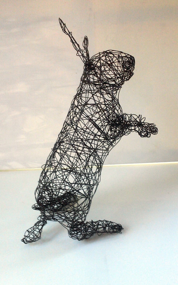 Life Sized Rabbit Sculpture Unique Wire Animal Sculpture