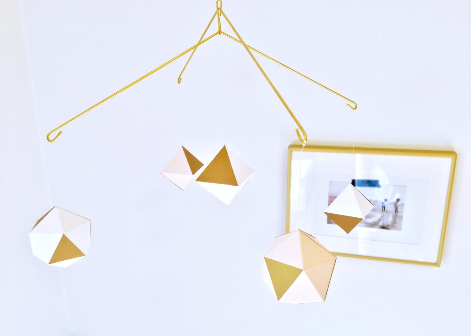 modern geometric mobile baby mobile nursery mobile white