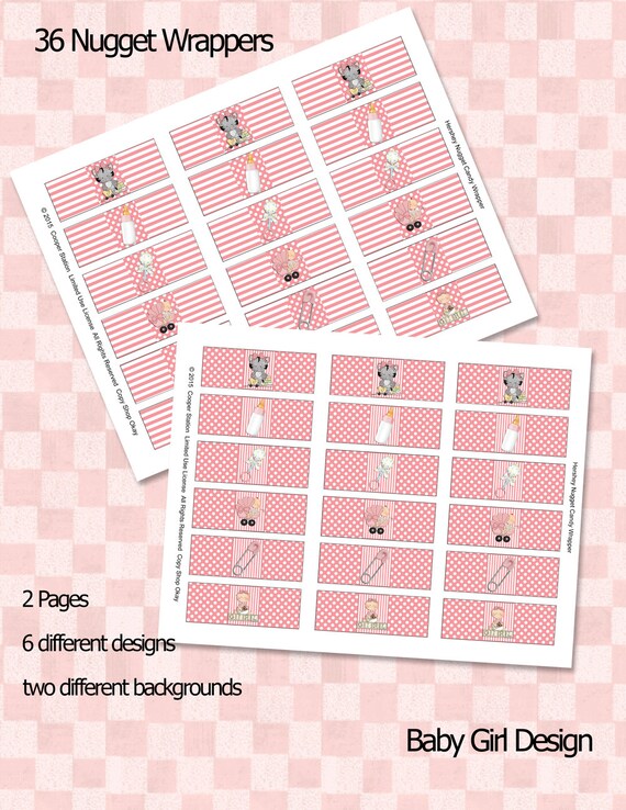 Printable Hershey Nugget Candy Wrappers Baby Girl Style