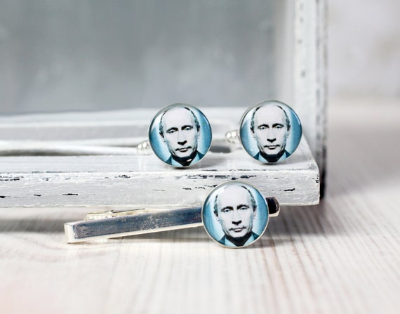 President Cuff links and Tie Clip - Russian Federation Design - Vladimir Putin cufflinks and Tie Clip