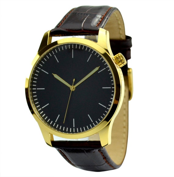 Men's Minimalist Watch Black Gold case - Free shipping