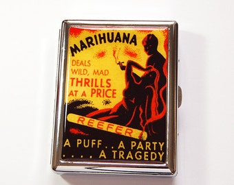 Funny Cigarette Case, retro cigarette case, Reefer Madness, cigarette case humor, cannabis case, Marijuana case, cigarette box, weed (4883)
