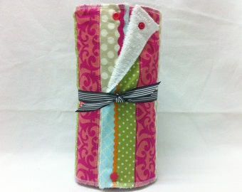 Unpaper towels, reusable paper towels, cloth paper towels, snapping paper towels - Multi Color Stripe