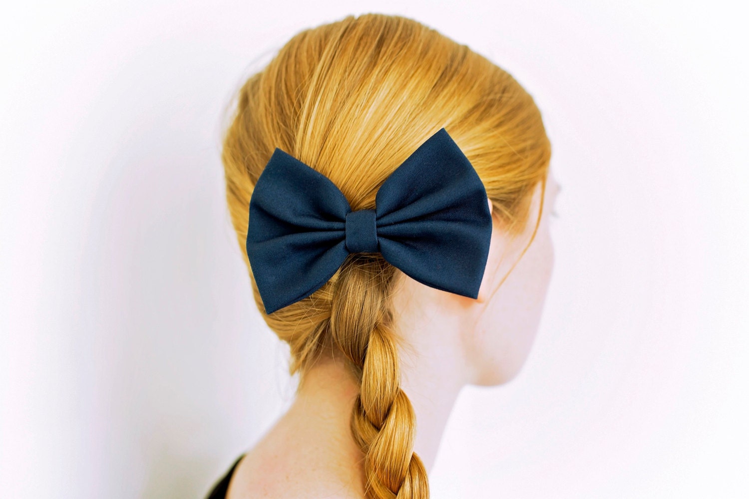 Madeline Hair Bow Navy Blue Hair Bow with Clip Gifts for