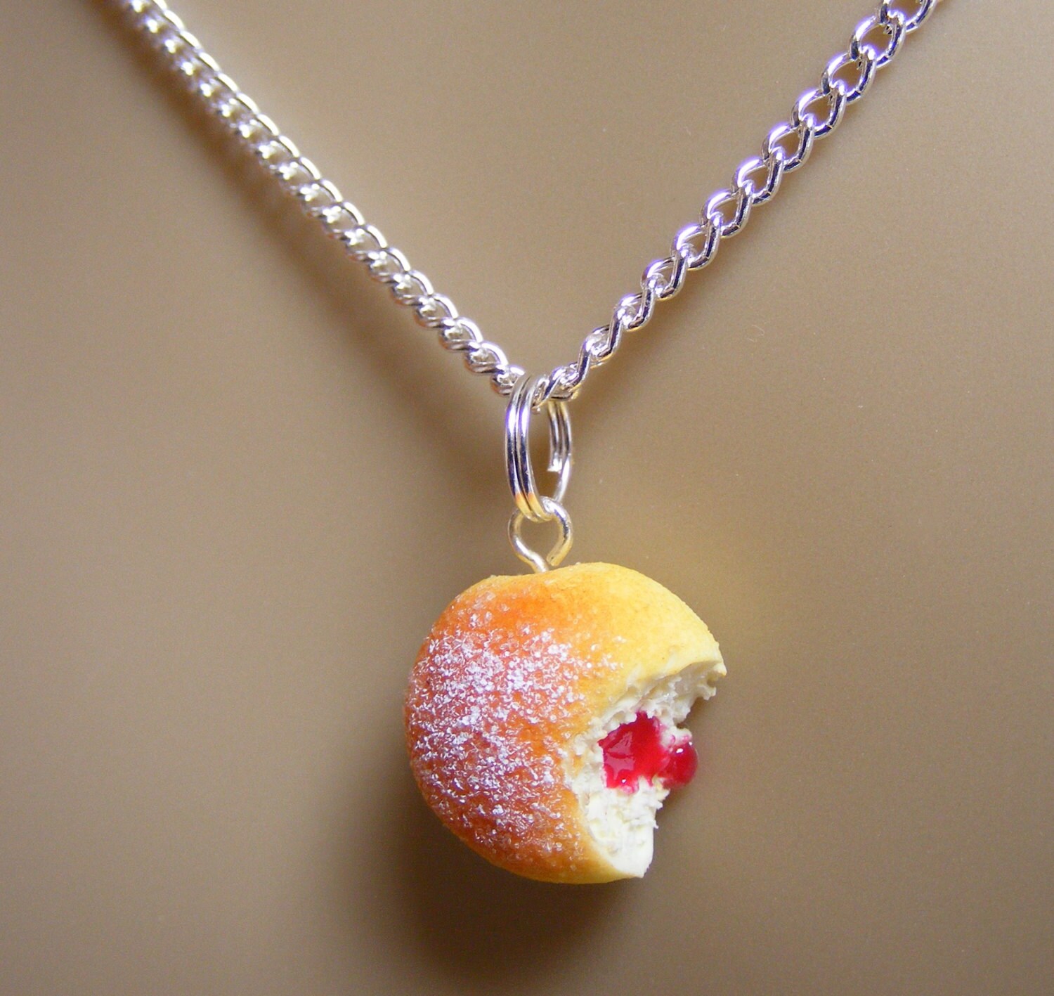 Food Jewelry Jelly Donut Necklace Jam Doughnut Necklace