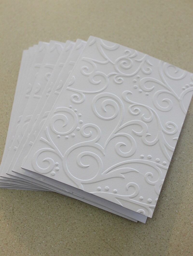 Elegant Swirl Cards Set Of Eight Embossed Cards In White