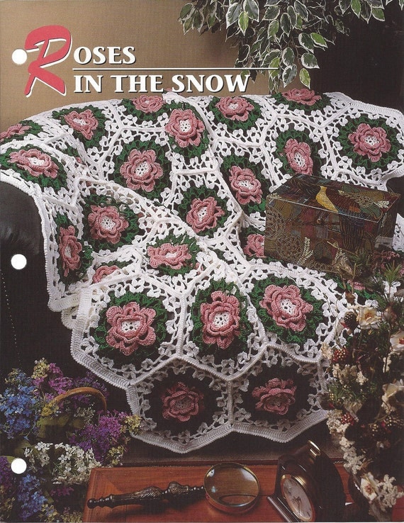 Roses In The Snow Annies Crochet Quilt & Afghan