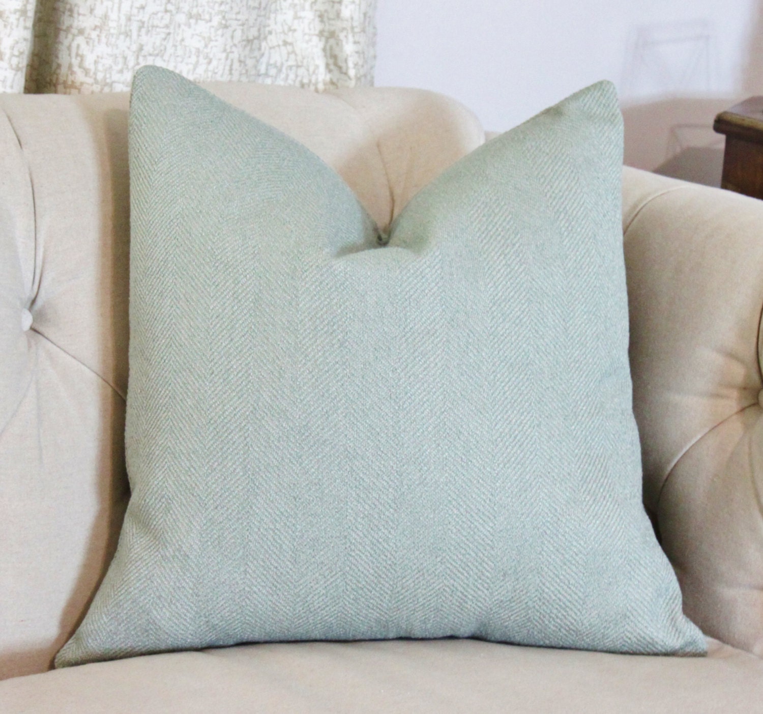 Mineral Green Pillow Herringbone Green Pillow Cover