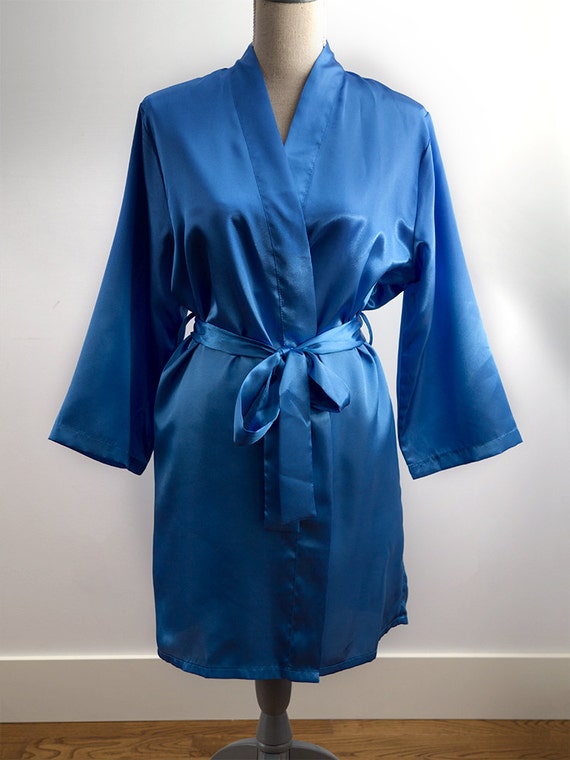 Satin Robe Sky Blue Light Blue Bride Bridesmaid by AlliedDeZign