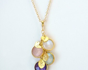 Personalized Mothers day gift for mother necklace, initial birthstone necklace, personalized necklace mom, initial necklace mothers jewelry
