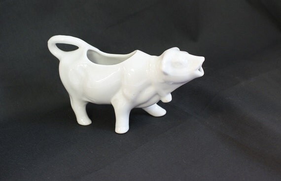 Vintage White Cow Creamer Milk Pitcher White By Rusticbuckets