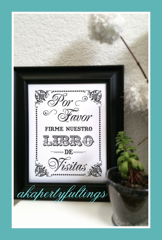 Items similar to Please Sign Our Guest Book Libro de Visitas Spanish