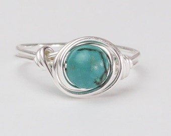 Turquoise Ring, Real Turquoise Sterling Silver Ring, December Birthstone, Boho Ring, Real Turquoise Gemstone Ring, Gift Ideas