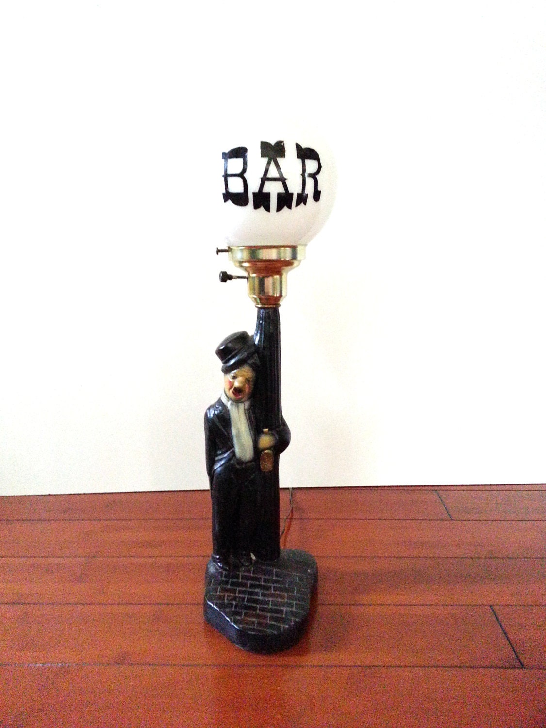 Vintage Bar Globe Lamp  Charlie Chaplin Drunkard On Bar Lamp