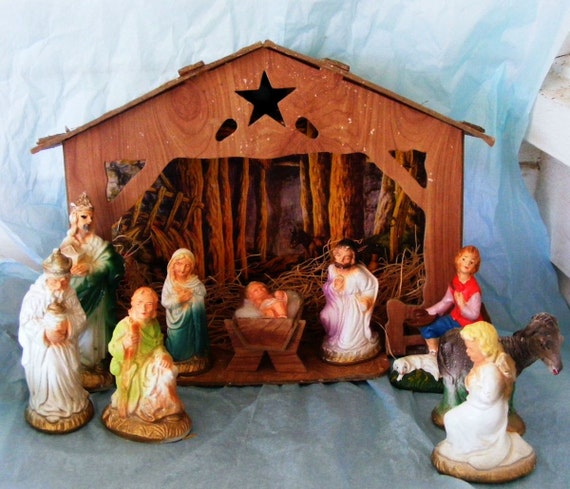 Items similar to Vintage Nativity Set Circa 1950s, Christmas Holiday