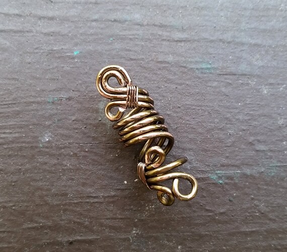 Rustic Tarnished Brass Dread Bead Dreadlock Bead Bohemian
