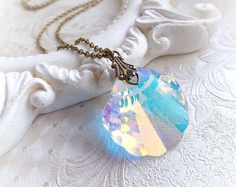 Swarovski crystal necklace mermaid siren necklace mermaid jewelry beach necklace ocean jewelry sea neklace bridal bridesmaid gift jewellery