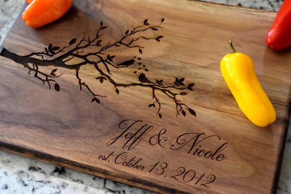 Cutting Board Love Birds Cutting Board - Custom listing for Angelica - RUSH To CA for 7-18 by CountryBarnBabe
