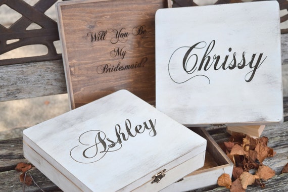 Distressed Will You Be My Bridesmaid Box - Bridal Party Gift - Rustic Wedding Decor - Bridal Party Gift - Bridesmaid Gift - Bridesmaid Box by CountryBarnBabe