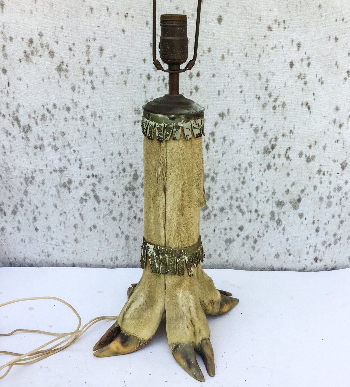 Vintage taxidermy Deer Hoof Lamp. Leather by AntiqueJewelrySupply