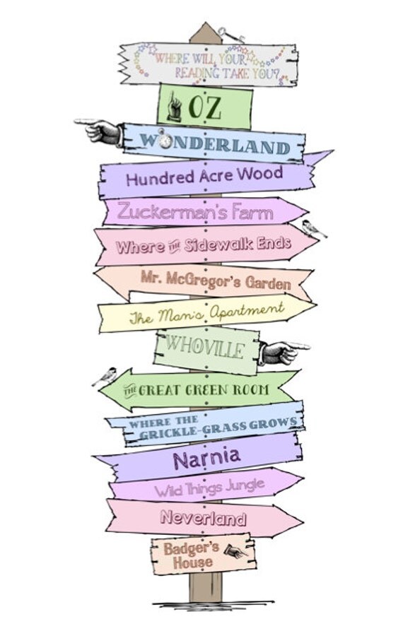 Baby Shower Gift Reading Signpost Nursery Art Classroom