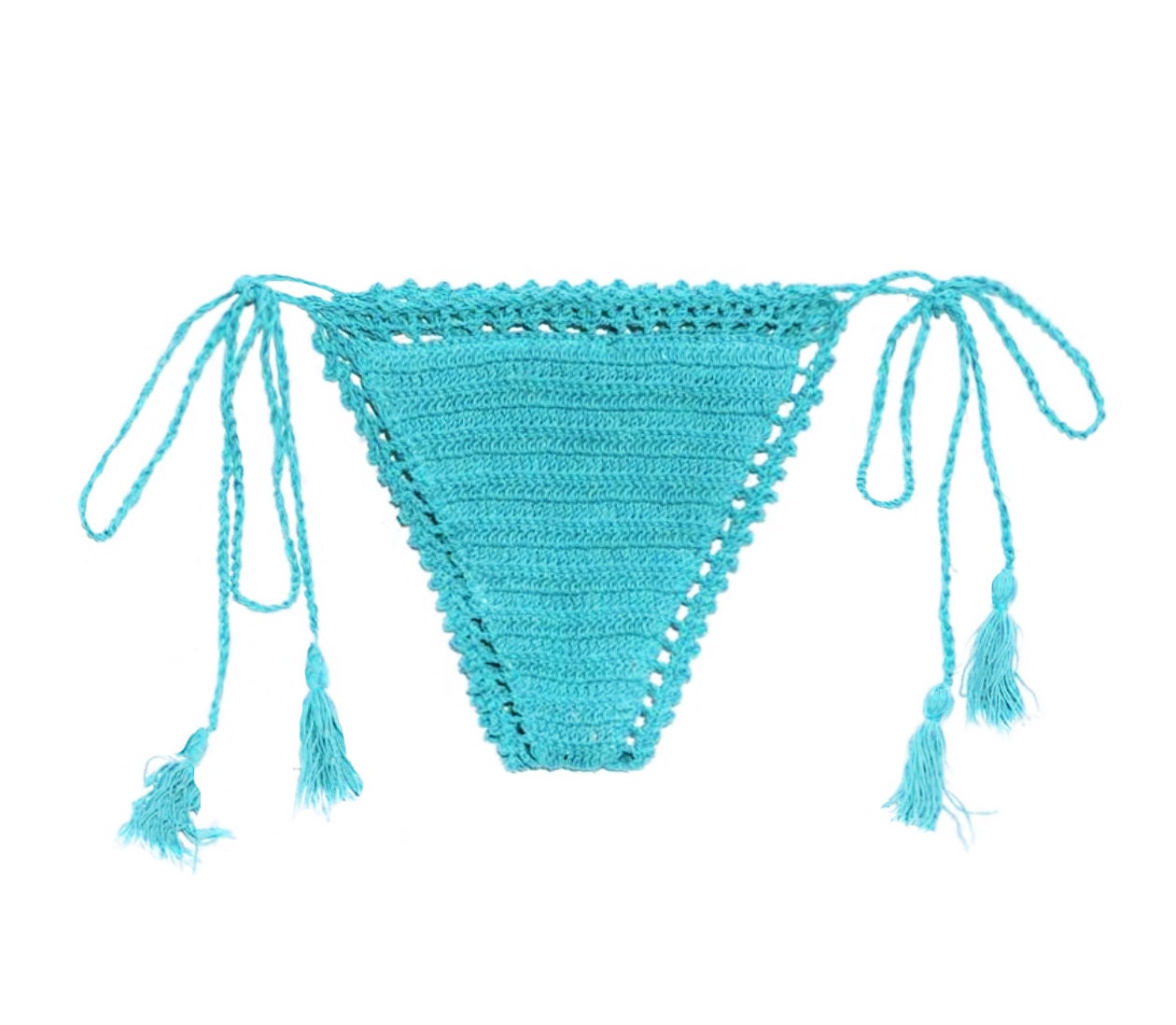 Turquoise Crochet Cheeky Bikini Bottom Thong by WomensScarvesTrend
