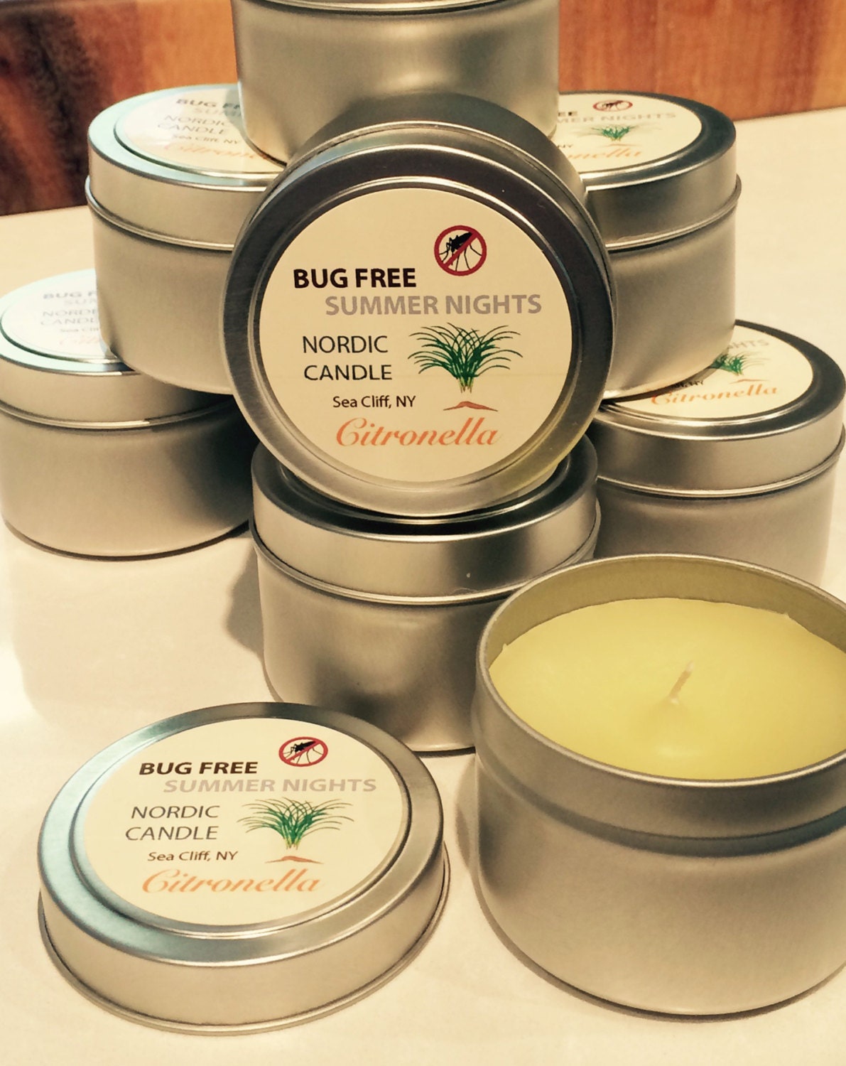Citronella Candle 4 oz tin Bug Free Summer Nights Spring
