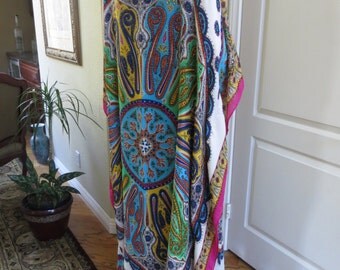 Paisley Print Caftan, Womens Kaftan, Maxi Dress, Plus Size, Beach Dress, Swimsuit Coverup, Long Dresses, Full Length Caftan