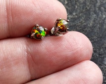 thumbnail image 2 of Natural Black Triplet Opal Stones – Pair 10x8mm Loose – Earring Ready – Australia 2 of 4