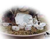 Miniature Porcelain Tea Set, Fairy Tea Set, Doll House Tea Set, Vintage Fairy Garden Decor