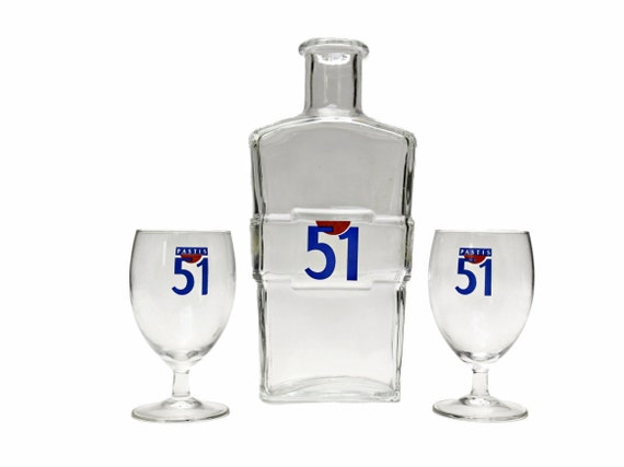 glasses french water cafe French Pastis and Water French Bistro Vintage Bottle Glasses. 51