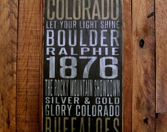 University of Colorado Buffaloes Distressed Wood Sign-Great Father's Day Gift!